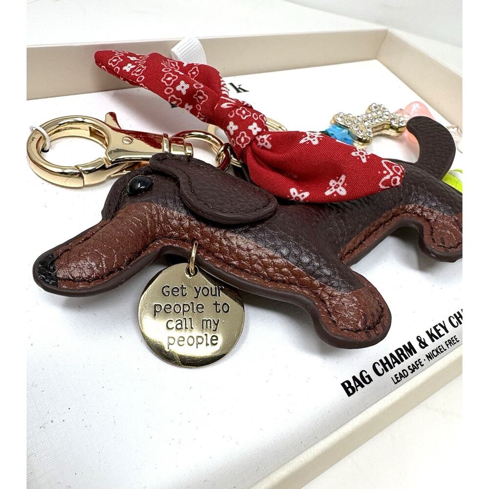 Piper K Dachshund Doxie Dog Bag Charm Tennis Ball Bandana Bone Keyring Keychain - Picture 5 of 13